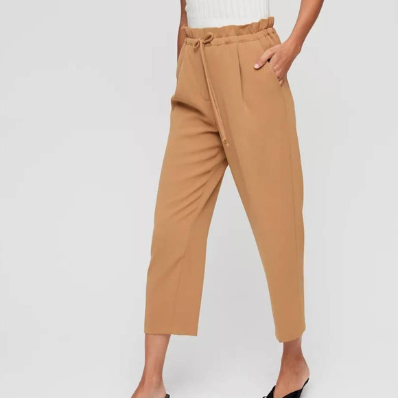 Wilfred Kari Cropped Paperbag Waist Pants in Honey Brown Size Small
